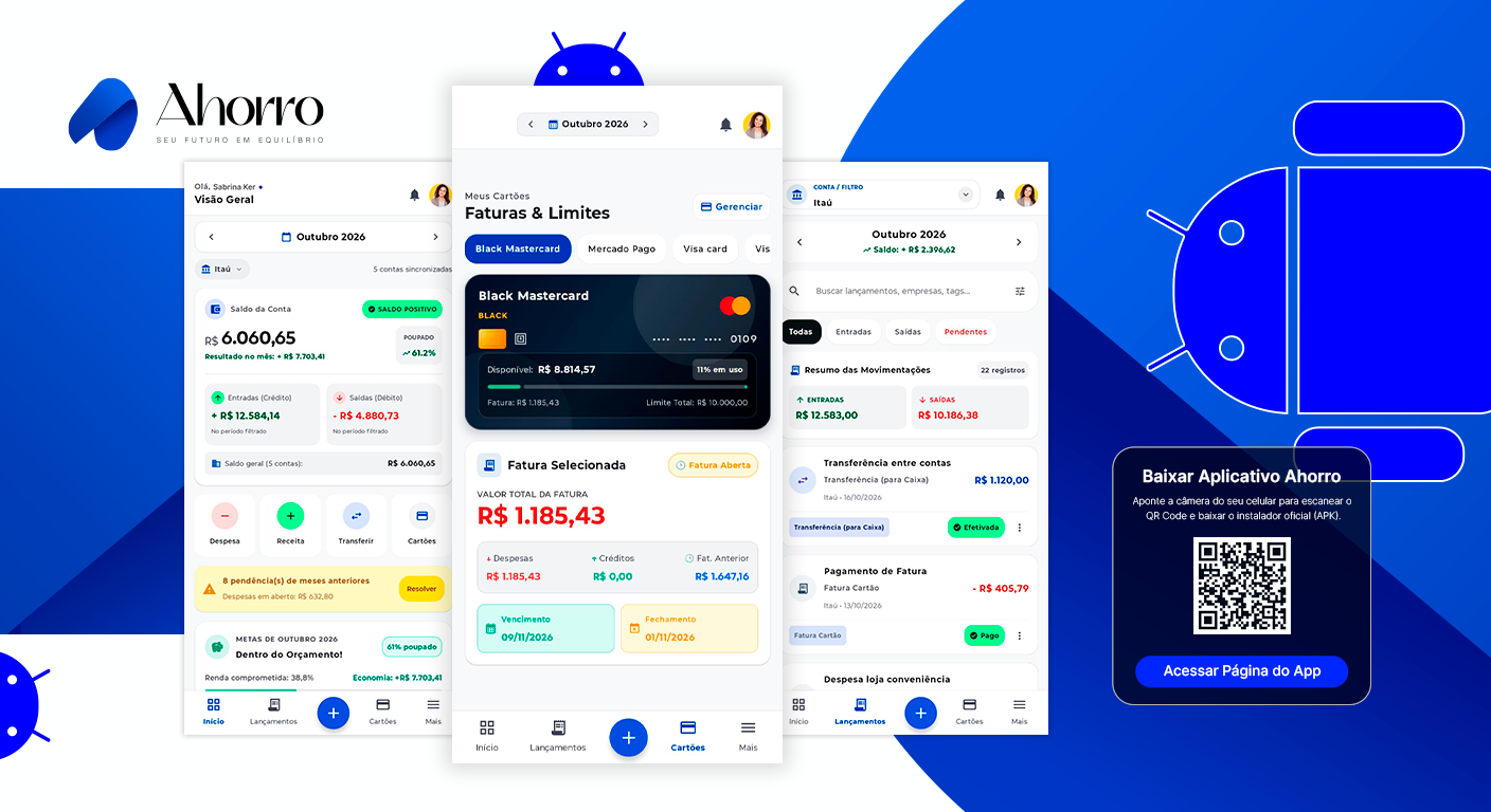 O Ahorro chegou ao Android. Porque liberdade é o único luxo que cabe no seu bolso